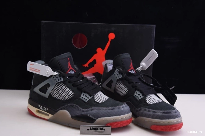 Kick Theory x Off Jordan Retro CV9388-001 White Air 4 Bred 0723